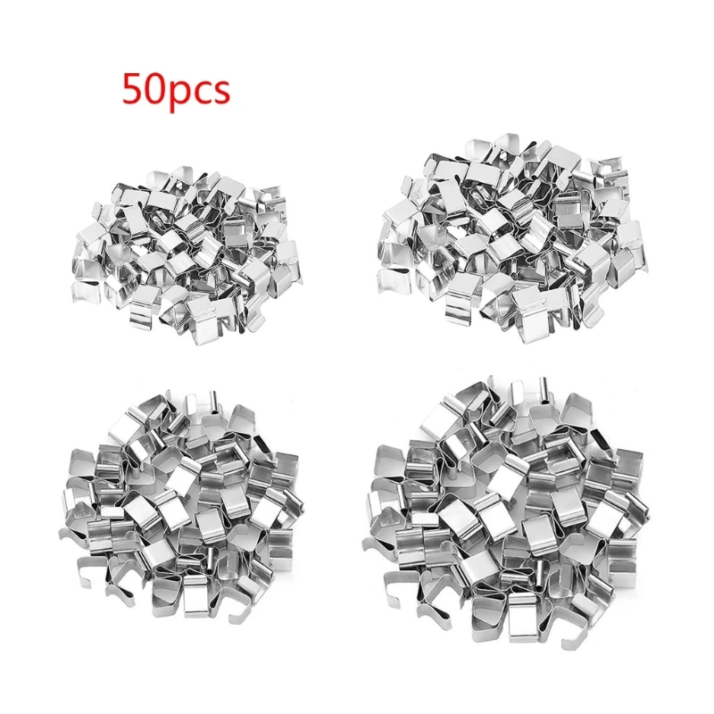 Clips gouttière en métal, 50 pièces, cintres métalliques robustes pour affichage lumière noël, 50JC