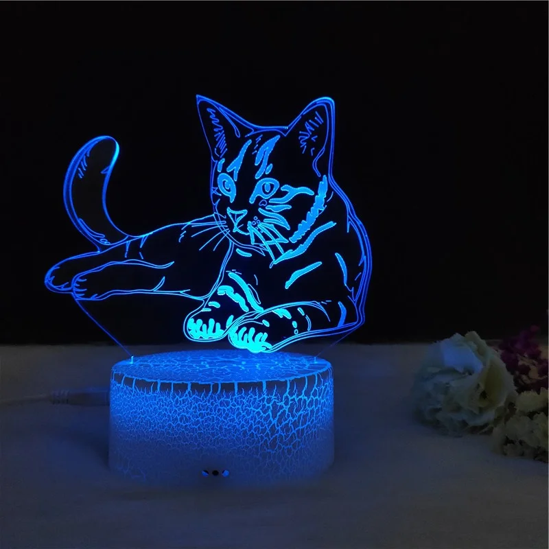 Nighdn Cat LED Night Light 3D Illusion Bedside Table Lamp Bedroom Decoratio Nightlight Birthday Gift for Kids Cat Lover