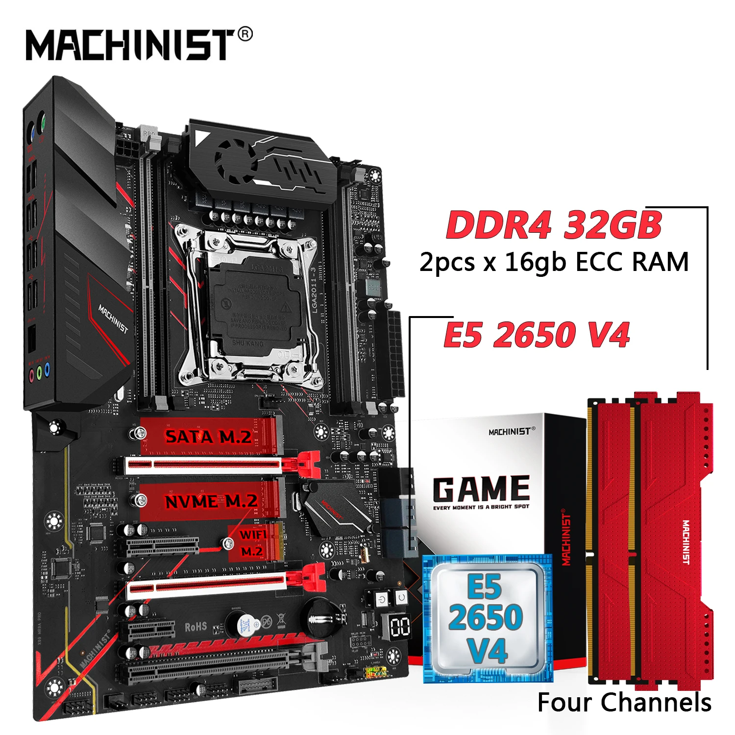 MACHINIST X99 Motherboard Set Kit Xeon E5 2650 V4 LGA 20113 CPU DDR4