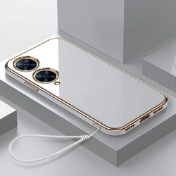 Luxury Square Plating Shockproof Phone Case Back Cover for vivo Y17s (Gs6D White)