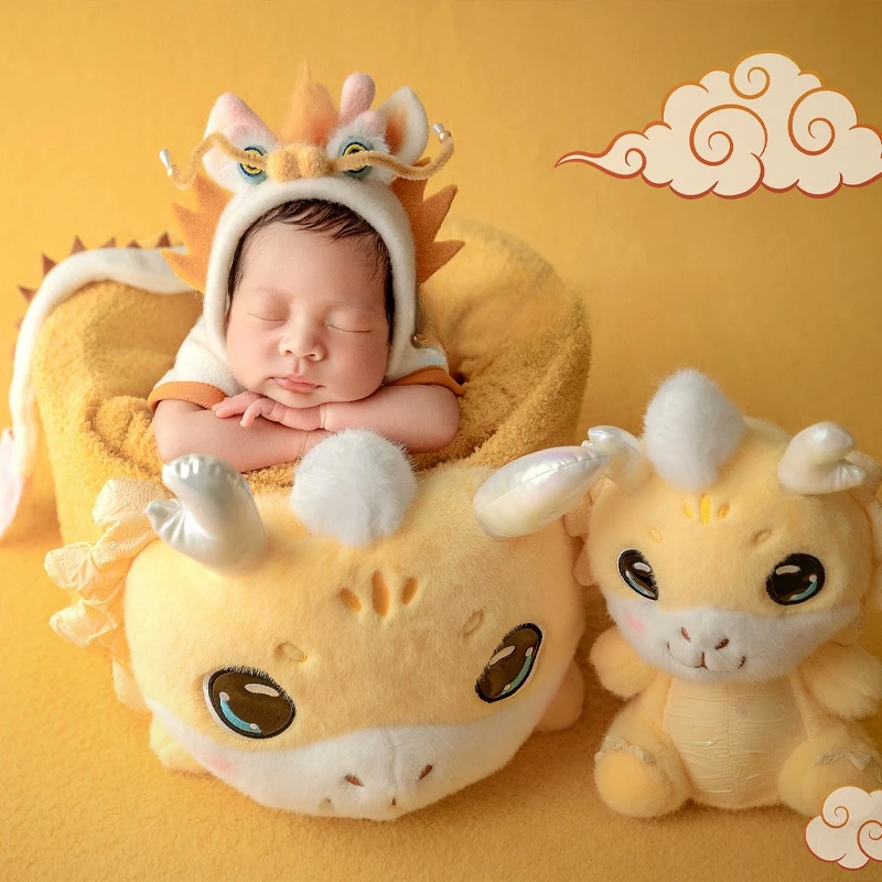 

Dvotinst Newborn Baby Photography Props Cute Dinosaur Outfit Dragon Posing Tub Backdrop Theme Set Studio Shooting Photo Props