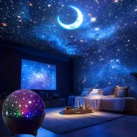 LED Night Lights Starry Sky Moon Projector Light USB Plug 7 Modes Colorful Strobe Light for Kids Room Party Galaxy Decor Gift