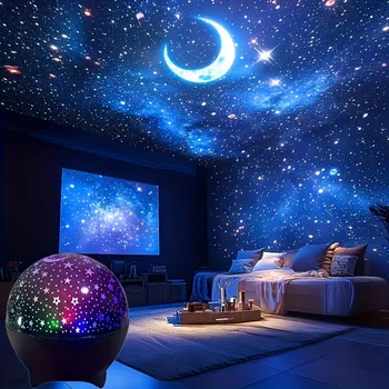Luzes noturnas led, céu estrelado, lua, projetor, plugue usb, 7 modos, luz estroboscópica colorida para quarto de crianças, festa, decoração de galáxia, presente 1