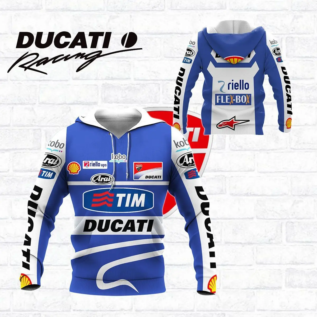 

Men's 3D Digital Print Hoodie Ducati Logo Racing Suit 2024 Spring and Autumn New Boys and Girls Hoodie Personality