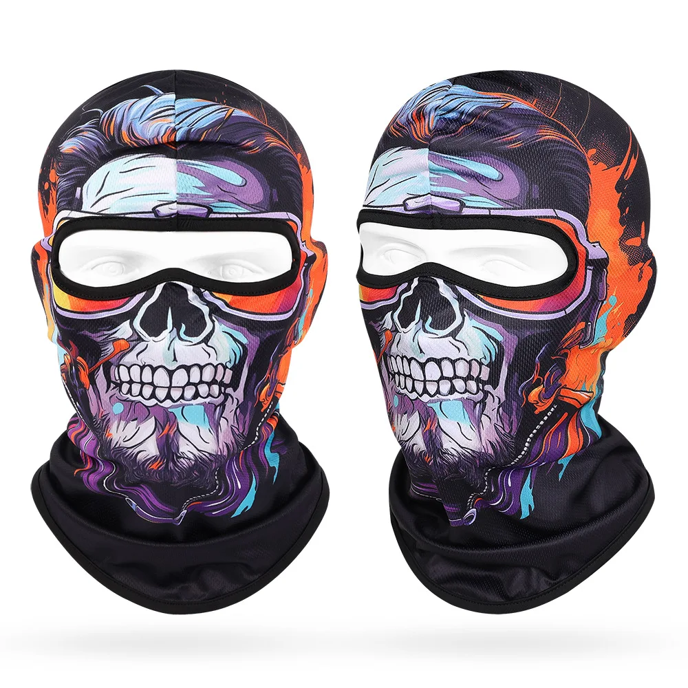 다기능 야외 남자 Balaclava 해골 마스크 모자 오토바이 전체 얼굴 커버 Windproof 탄성 사이클링 모자 여성 헤드 기어