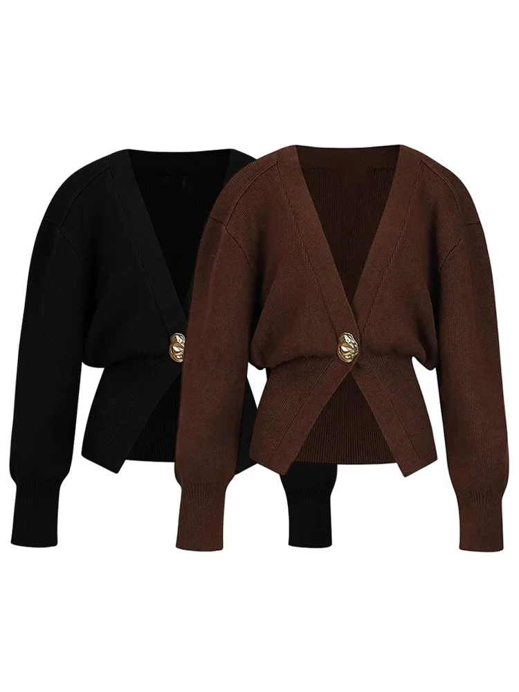 TRAF Women's Knitted Cardigan Jacket Fashion High Street Alien Button Trimmed Designer Warm Sweater Street Style Chic Womenswear 2