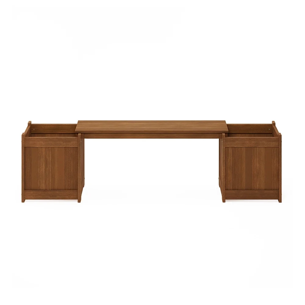 Outdoor Wooden Planter Box with Removable Bench – Teak Oil Treated 5