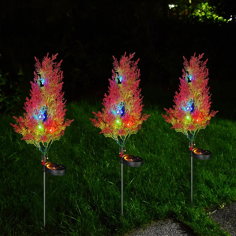 LED Solar Ground Lights Outdoor Waterproof Pine Cypress Tree Floor Lamp Christmas Decorative Lanterns Garden Courtyard Lawn Lamp