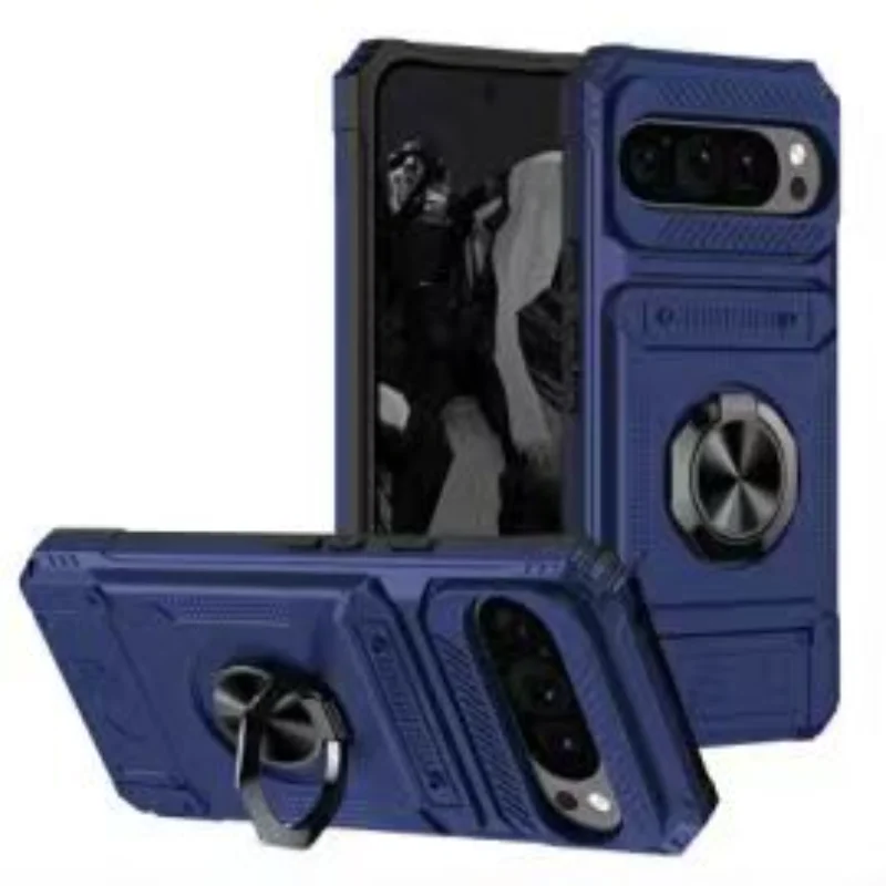Étui de qualité militaire pour Pixel 9 XL Pixel 9 Pixel 9Pro Anneau rotatif magnétique Béquille Protection robuste contre les chutes_voghion.com