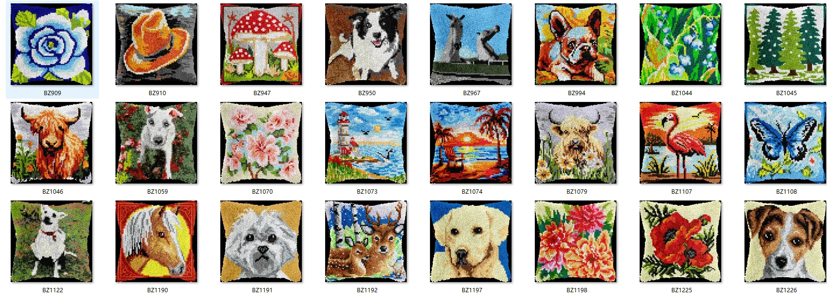 Latch Hook Rug Kits Latch Hook Rug Pillow Pre-Printed Canvas Crochet Needlework Crafts for Adult 43-43CM White horses