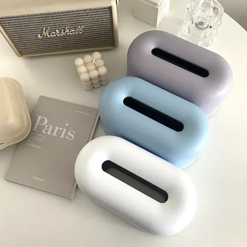 Ins White Plastic Tissue Box Table Organizer Kitchen Bedroom Storage Box Living Room Drawer Office Removable Paper Tissue Box 5