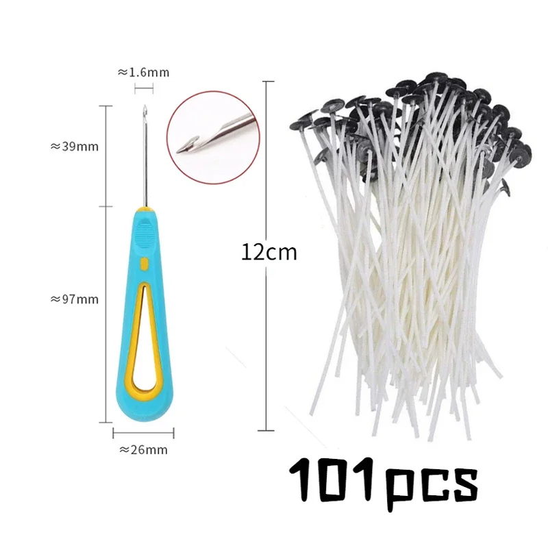 Waxed Cotton Thread Candle Wick Set - 100pcs Smokeless Wick & Holder