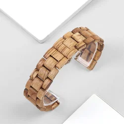 22mm Sandalwood Bracelet Strap - Elegant and Versatile Watchband for 22mm Universal (Ban - Wooden)
