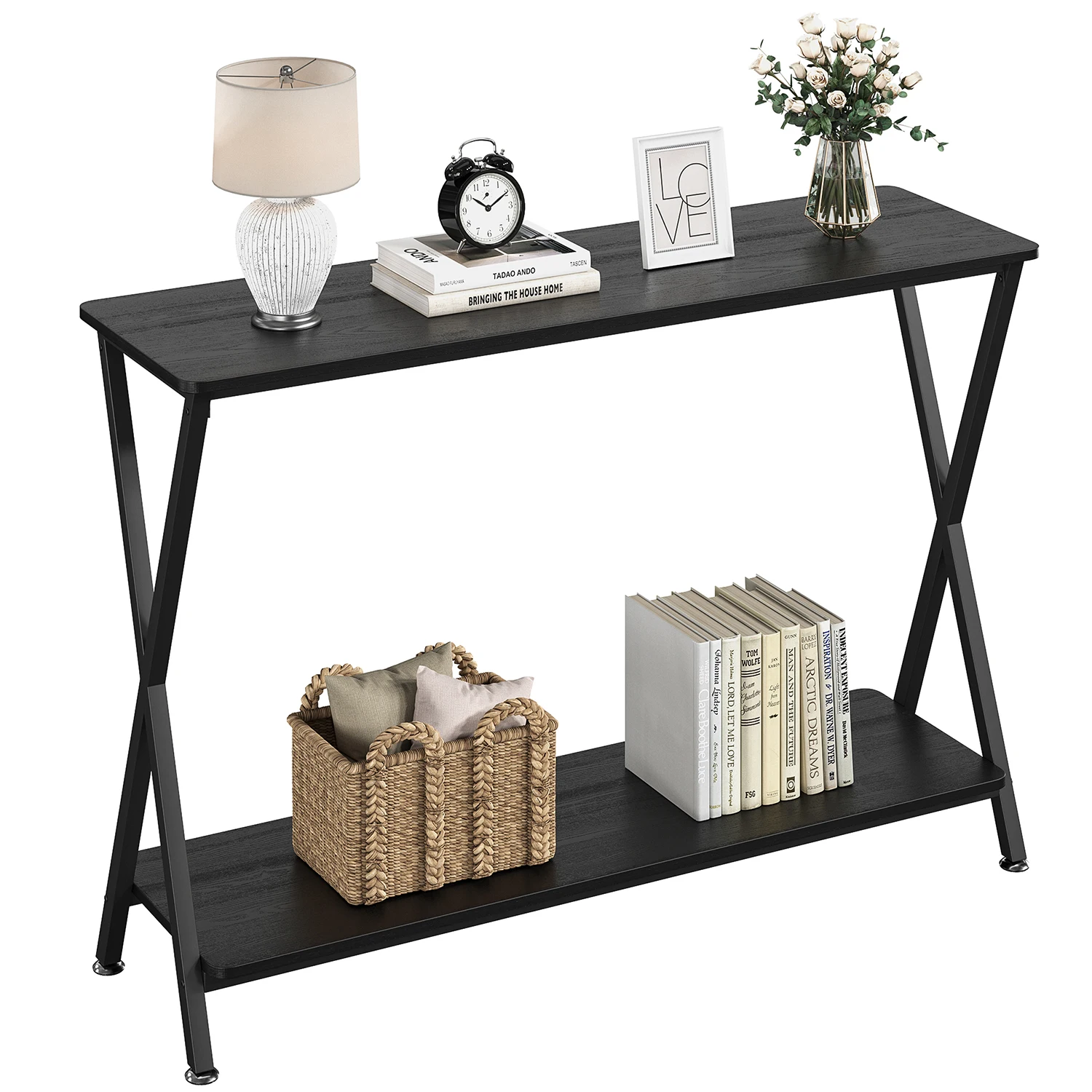 80cm 105cm Schmaler Konsolentisch Sofatisch Eingangstisch mit Ablage und Metallrahmen Hinter-Sofa-Tisch für Flur und Eingangshalle – Detail 2
