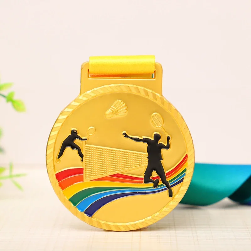 Customized Badminton Marathon Metal Medal, Wheat Ear Cup Gold, Silver, Bronze, Student Sports Competition Award Souvenirs, 10Pcs