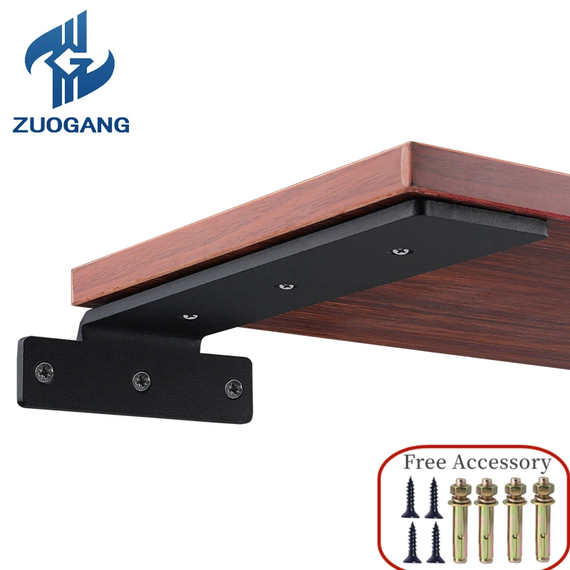 2pcs Steel Heavy Duty Conceal Floating Wall Shelf Bracket Support With