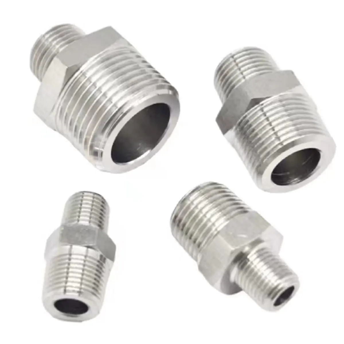 

Reduce 1/8" 1/4" 3/8" 1/2" 3/4" 1" BSP M10 M12 M14 M20 Male 304 Stanless Steel Hex Pipe Fitting Reducer High Pressure 2855 PSI