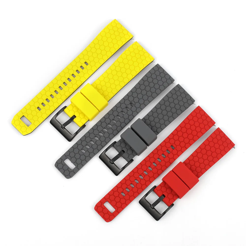 Soft Silicone Watch Band 20mm 22mm for Samsung Breathable Waterproof Men Watch Strap Honeycomb Pattern Replacement for Huawei