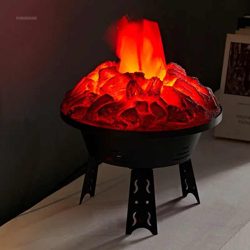 Modern Living Room Electric Fireplace Fireplaces Simulation Charcoal Flame Shape Home Background Wall Decoration Furnace Core