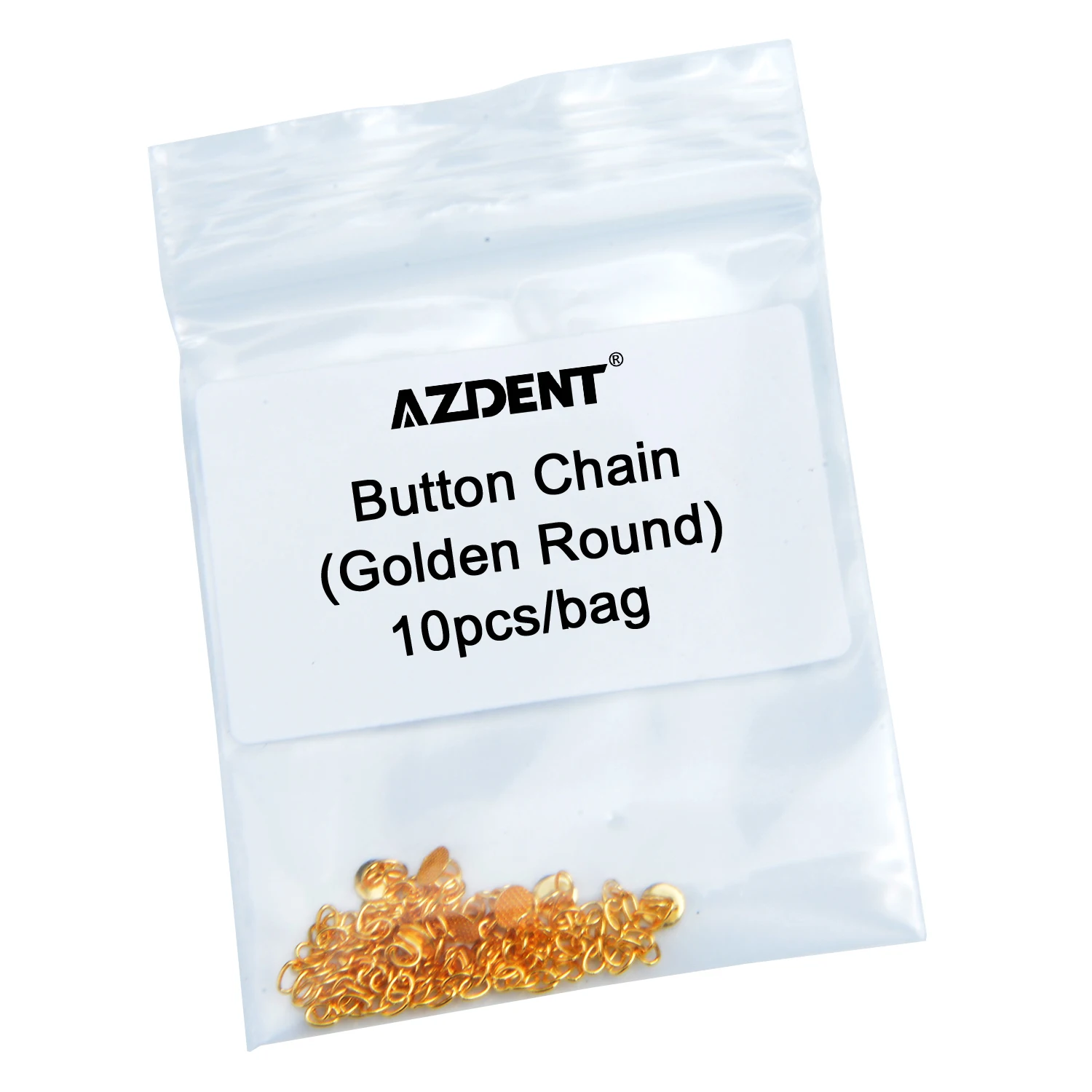 AZDENT 10 Stück/Packung Zahnkieferorthopädische Lingual-Traktionskette, runder Basisknopf, vergoldet – Detail 1