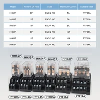 10 PCS For Wholesale Miniature Control Relays Small Intermediate Relay AC 12V DC C24 AC220 HH52P HH53P HH54P HH62P HH63P HH64P 2