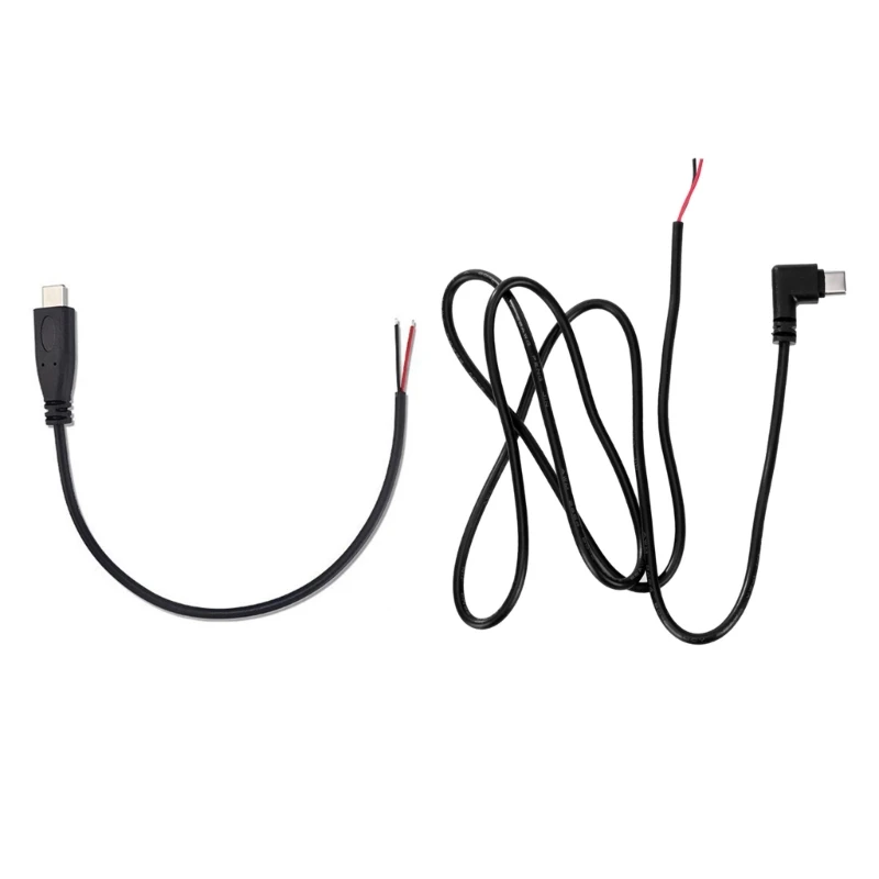 USB-C to 2-Pin Bare Wire Power Cord with 90°/Straight Head - Pigtail Extension Cable for Easy Power Connectivity