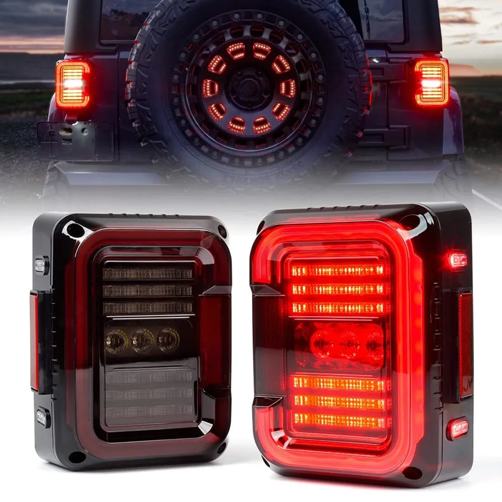 

Автомобильные светодиодные задние фонари для Jeep Wrangler JK 07-18, 2 шт., 12 В, аксессуары, задние светодиодные тормозные фонари заднего хода, поворотники в сборе, Новинка