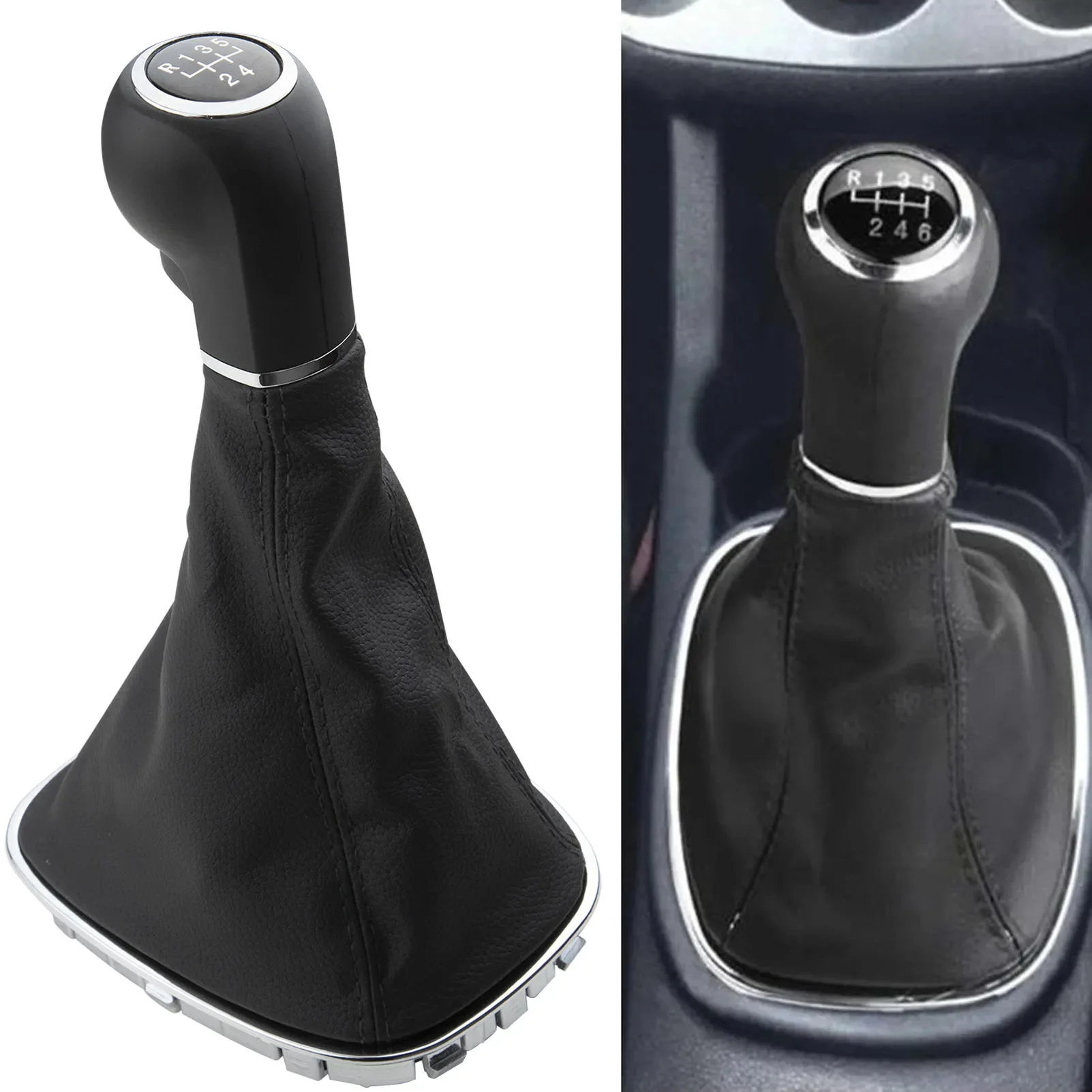 5 Speed Gear Shift Knob Gaitor Boot Manual PU Leather + Plastic For Opel Vauxhall Corsa D S07 E X15