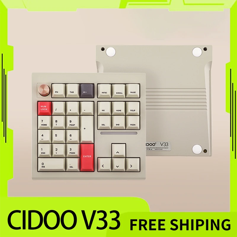 Cidoo-V33ノブ付きメカニカルキーボード,アルミニウム合金,RGB