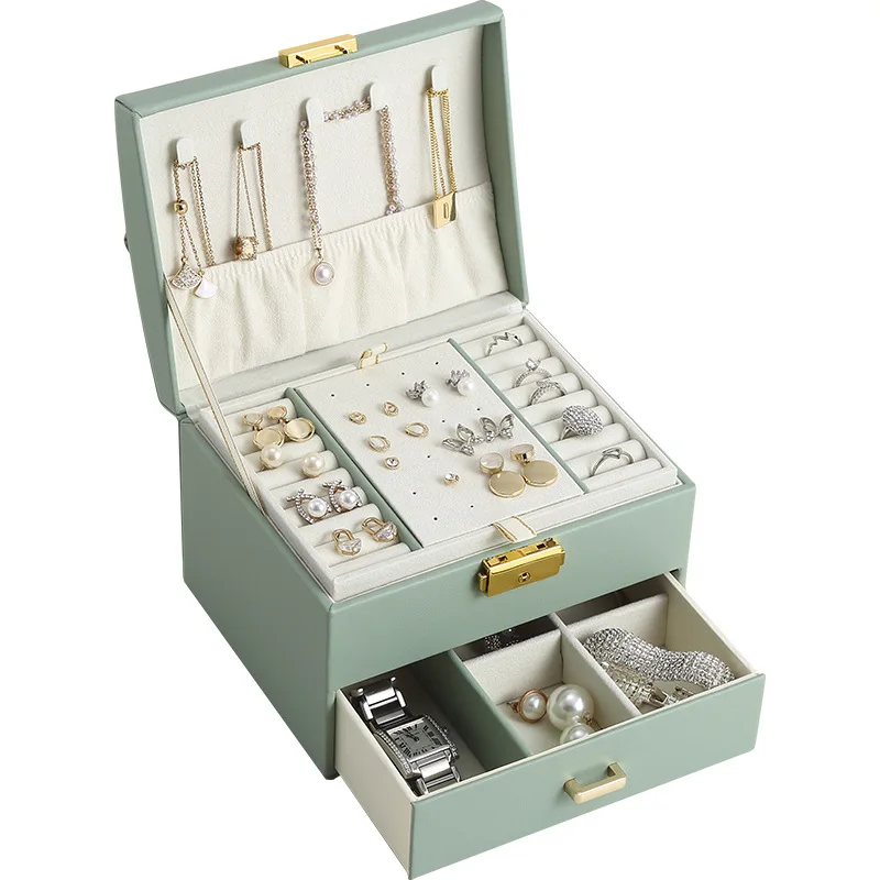

Multifunctional Jewelry Display Box, Glass Tray, Ring Storage, Earring Makeup Organizer, Women's Make Up Box