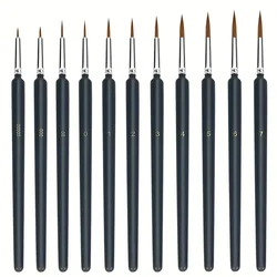11-Piece Fine Detail Miniature Paint Brush Set for Watercolor, Acrylic, and Face Painting (Black)