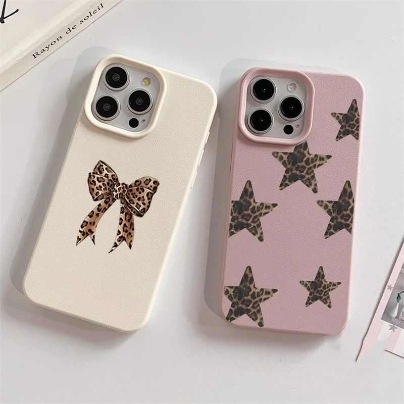 Leopard Print Bow Tie Star Phone Case Cover