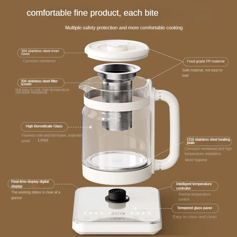 220V Electric Kettle for Office and Home Use Health-Preserving Pot with Constant Temperature Control 1600ML 316 Stainless Steel 5