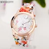 Casual Fashion Watch Printed Silicone Strap Clock Luxury Quartz Ladies Watches Women Flower Pattern Multi-Color Wristwatch Reloj 1