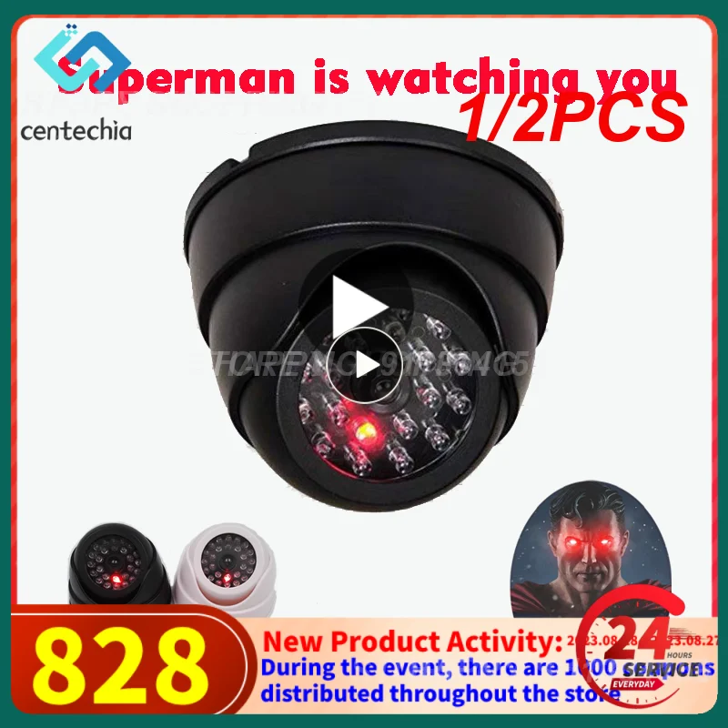 

1/2PCS Wireless Black/White Dummy Camera Fake Plastic Dome CCTV Security Camera With Flashing Led Surveillance System Indoor