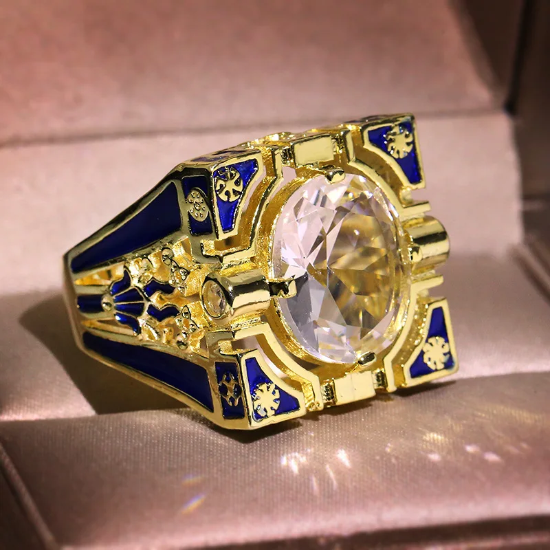 Silver Rings Silver Ring Wedding Rings HONON domineering two tone men's ring with square design invisible inlaid zircon wedding jewelry hip-hop style ring accessorie