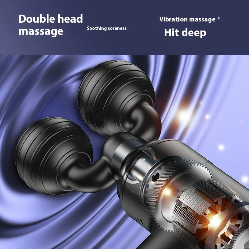 Double-headed Electric Sport Massage Gun Deep Tissue Percussion Muscle Cervical Vertebra Massager Vibration Relaxing Fascia Gun
