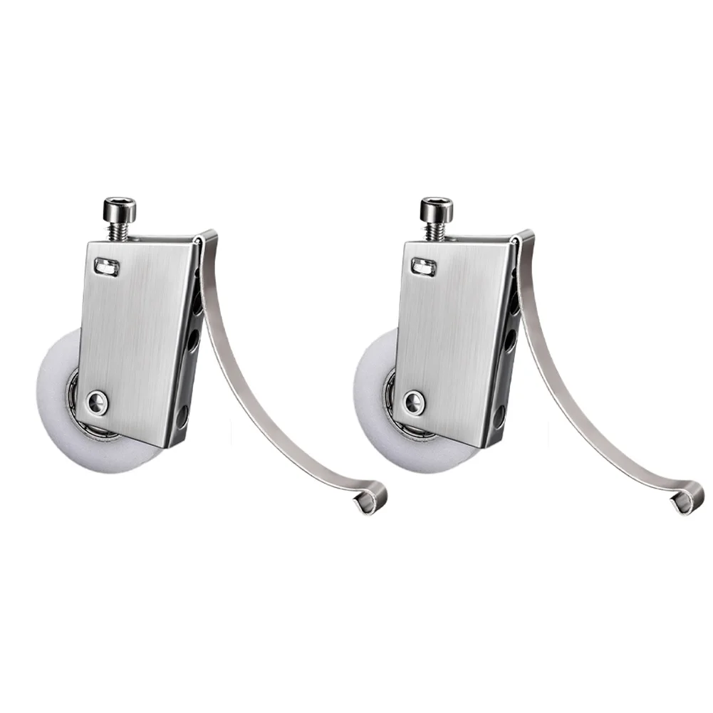 2pcs Cabinet Pulleys Mute Double Wheels Casement Pulley Cabinet Sliding Wheel Hardware Stainless Steel Nylon Door Pulley