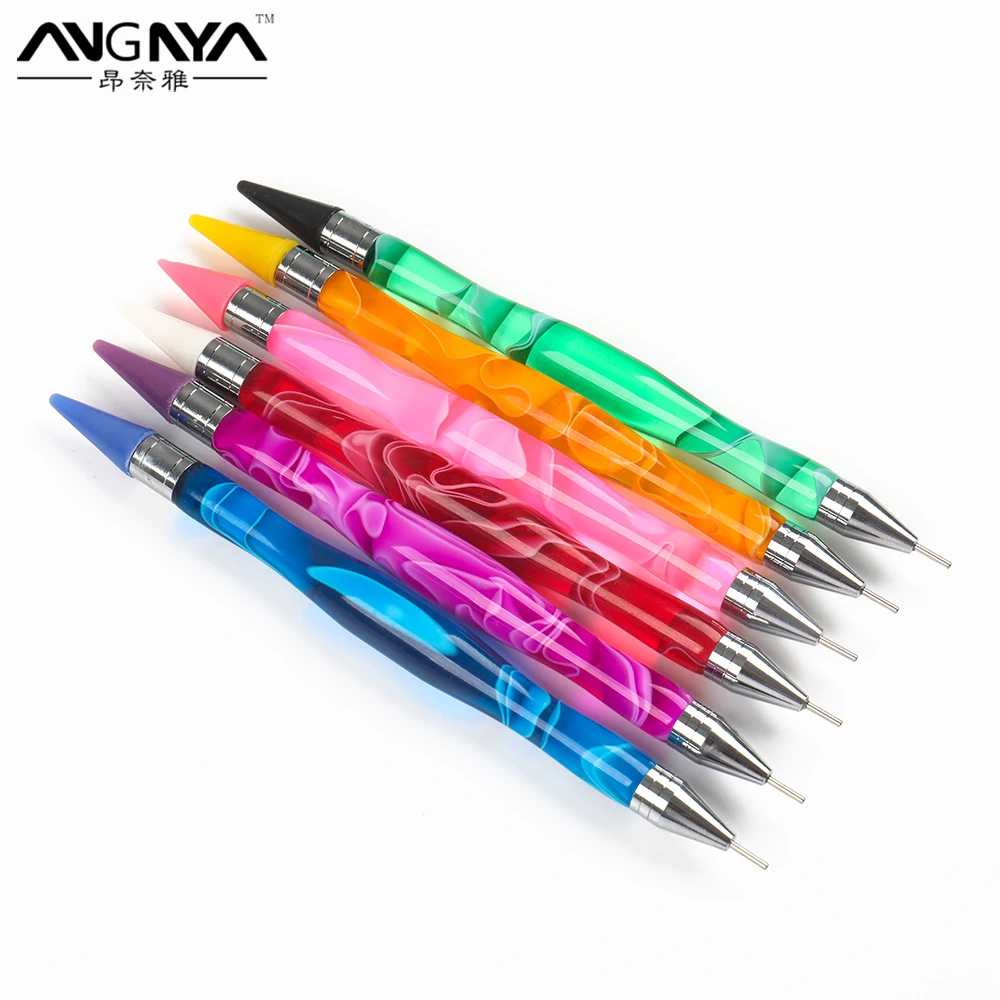 ANGNYA 2PCS Wax Nail Rhinestone Picker Dotting Pen,Dual-ended Wax