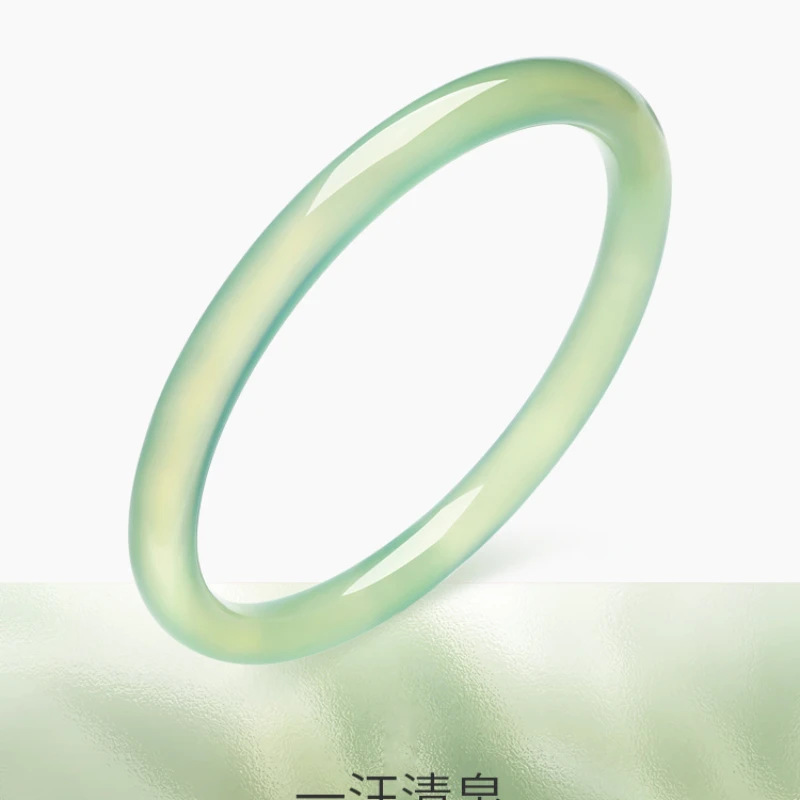 

Warm Green Jade Chalcedony Bracelet, Slim Jade Bracelet, Dingdang Bracelet, Young and Exquisite Birthday Gift for Girlfriend