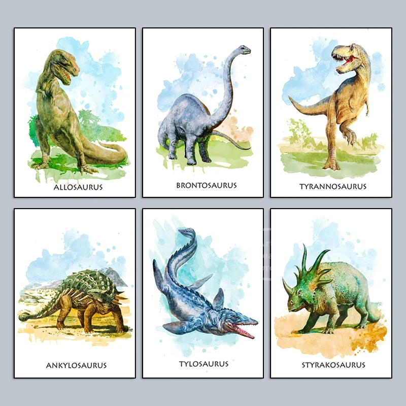 

Мультяшный скандинавский постер с динозавром Юрского периода и принты на холсте картины настенные картины для детской комнаты настенное художественное украшение для дома в спальню
