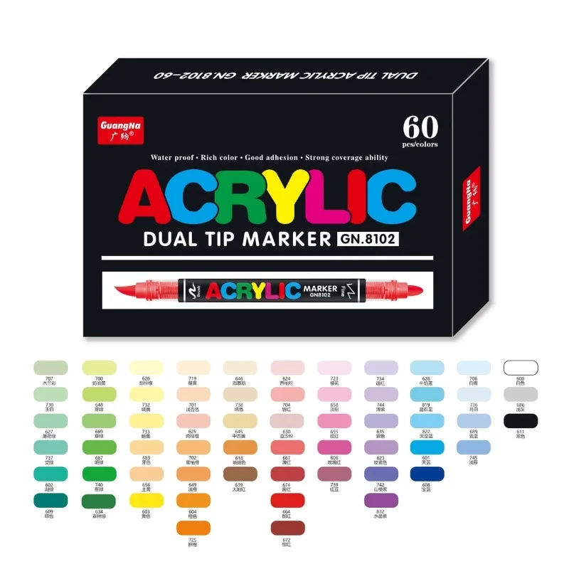 168/60Colors Double/Single Nib Direct-liquid Acrylic Marker Pen Waterproof Pen Soft Brush Nib for School Art Supplies Stationery permanent markers acrylic paint markers
