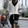 2024 AliExpress Cross border Casual Jacquard Set for Men's Summer Loose Short sleeved T-shirt Shorts V-neck Sports Set Two piece 1