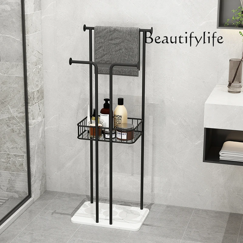 

Nordic Iron Towel Rack Bathroom Simple Towel Rack Floor Bathroom Storage Rack Marble