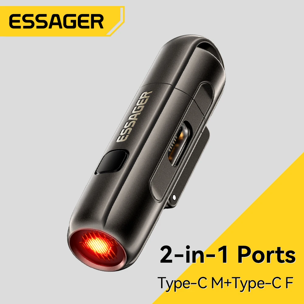 Essager 2-in-1 Type-C 휴대용 미니 시가 라이터 및 공기 송풍기 캠핑 및 비상용 야외 안전 USB-C 어댑터