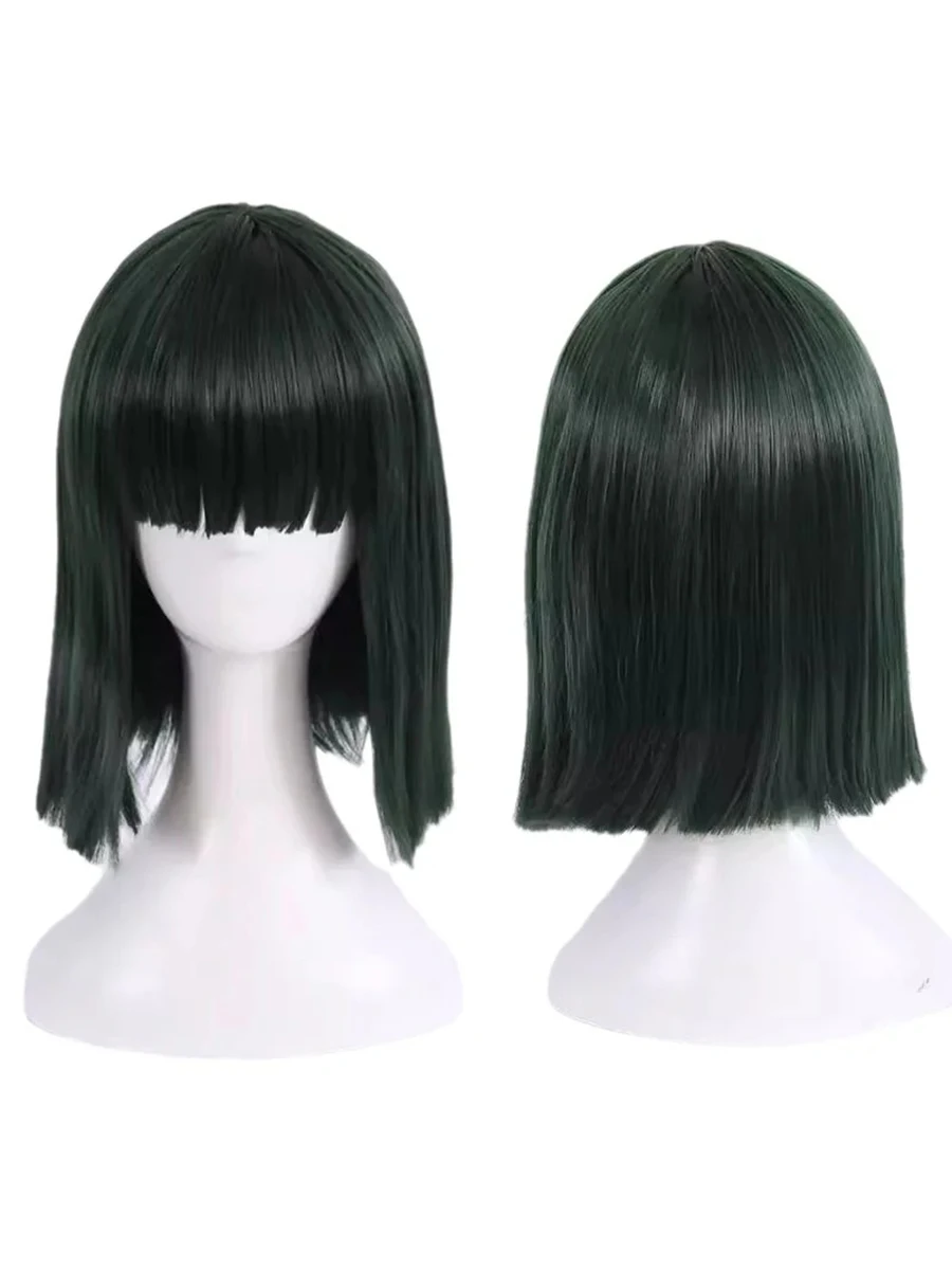 Parrucca cosplay nera sintetica con frangia per donna Parrucca per capelli corti Bob Durevole Resistente al calore Facile da modellare