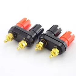 1pcs Gold-plated Red And Black Duplex Plum Terminal Block 4mm Banana Plug Female Terminal Sound Post Terminal Block