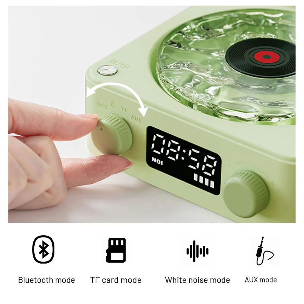 Waves Vinyl Player Bluetooth Speaker with White Noise Retro Turntable Speaker Sleep Aid Vitrola Shaped Speaker with RGB Light 5