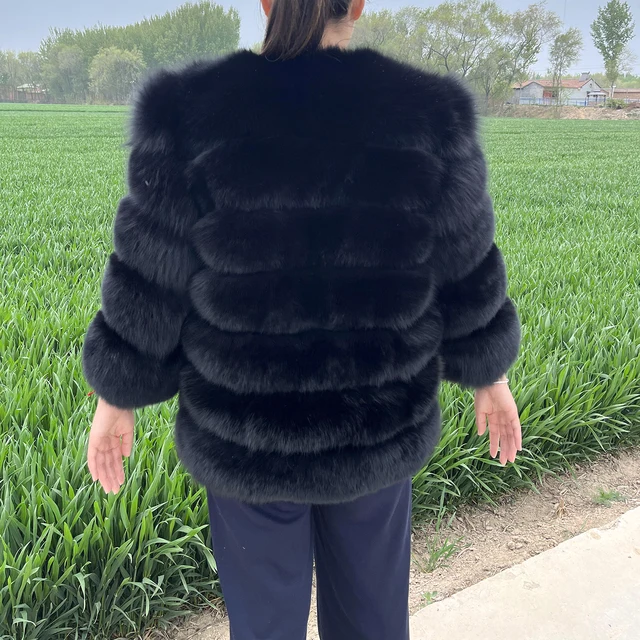 Pelzmantel Echtpelzkragen Jacke Echtfell Jacke 