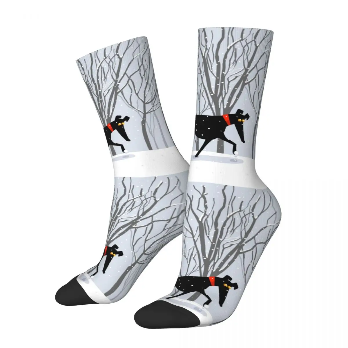 

Harajuku Winter Hound Basketball Socks Greyhound Whippet Lurcher Dog Polyester Middle Tube Socks for Unisex Breathable